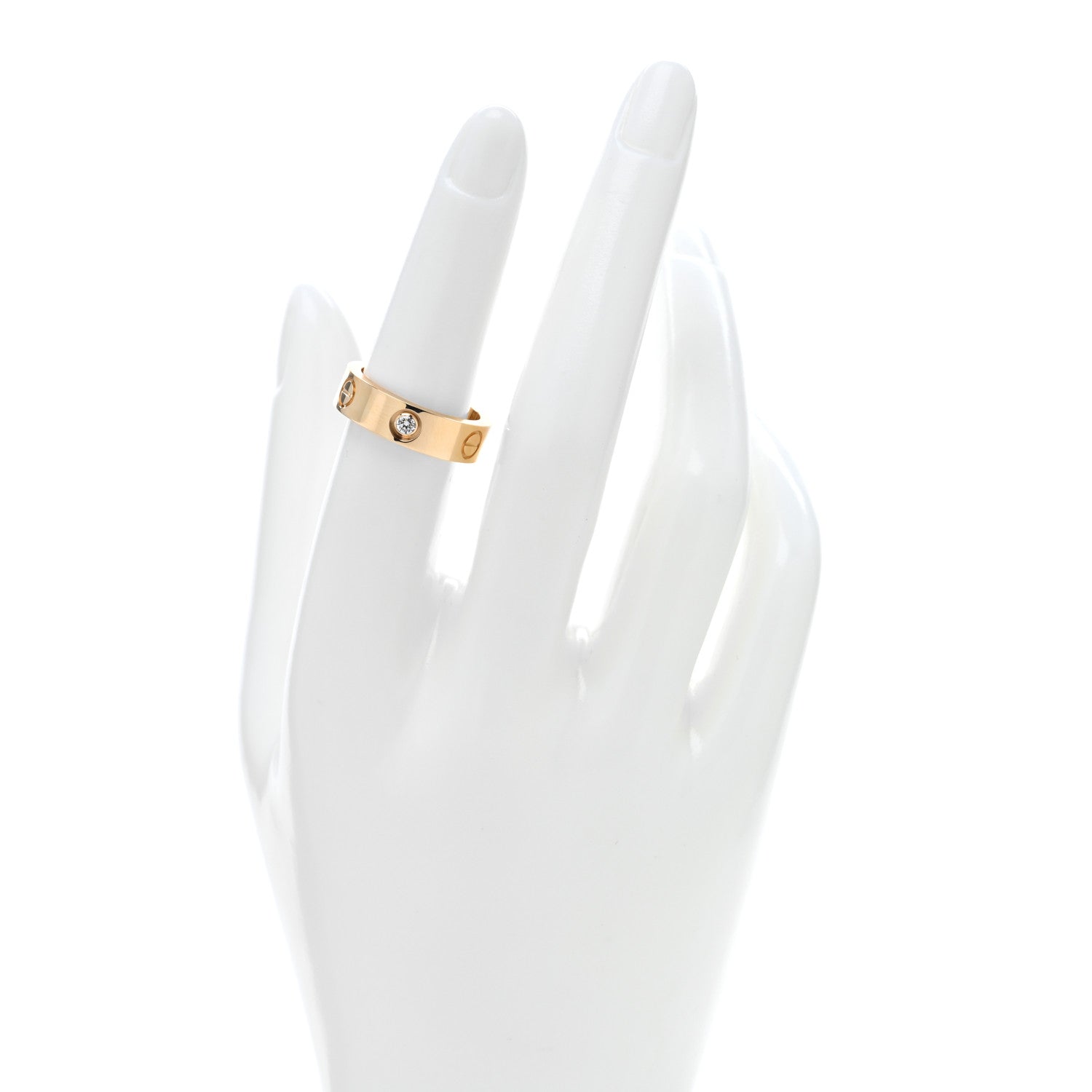 Cartier 18K Yellow Gold 3 Diamond 5.5mm LOVE Ring 53 6.5 2 of 5