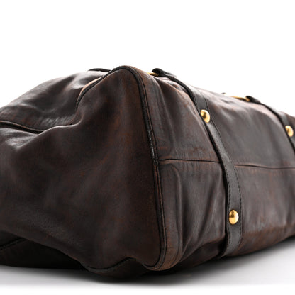 Miu Miu Vitello Lux Gathered Tote Brown 8 of 13