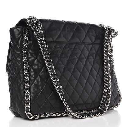 Chanel Washed Lambskin Quilted Maxi Chain Around Flap Black 3 of 9