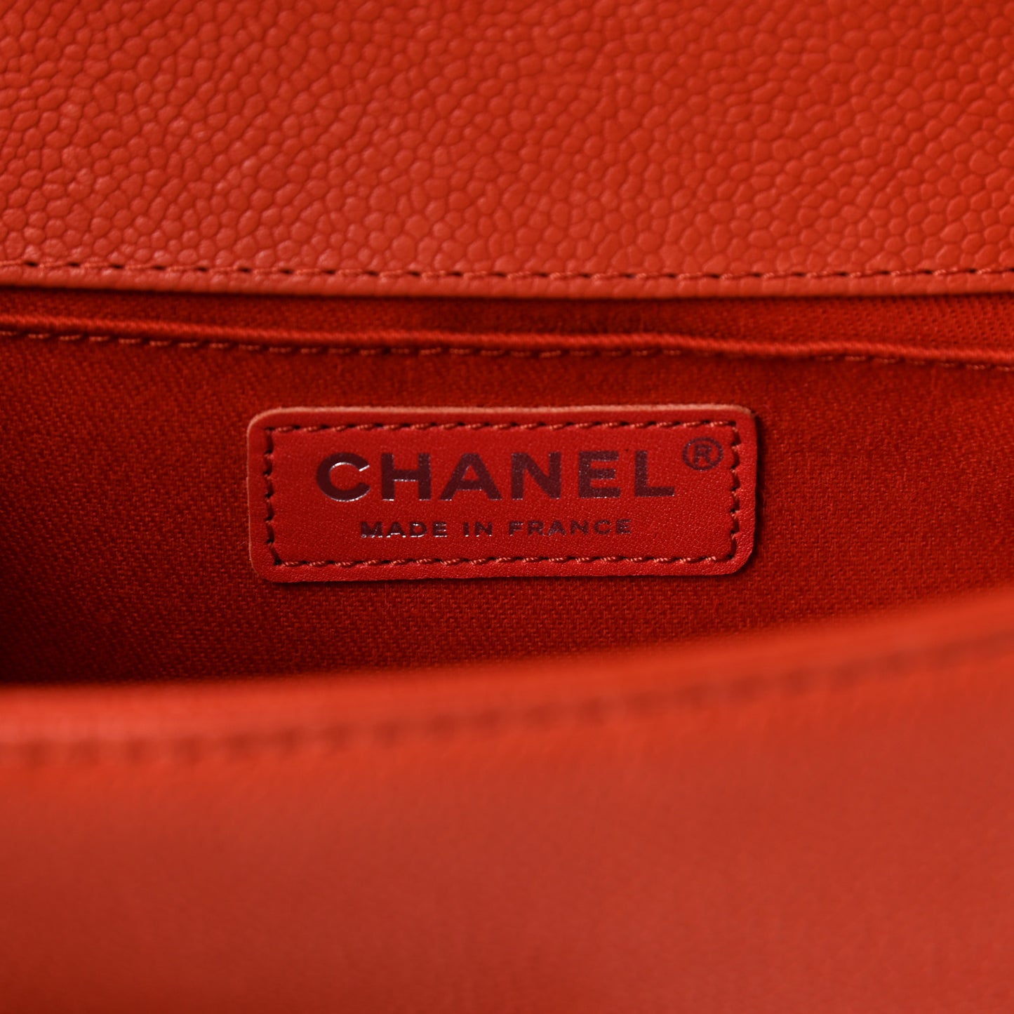 Caviar Stitched Small Boy Flap Dark Orange