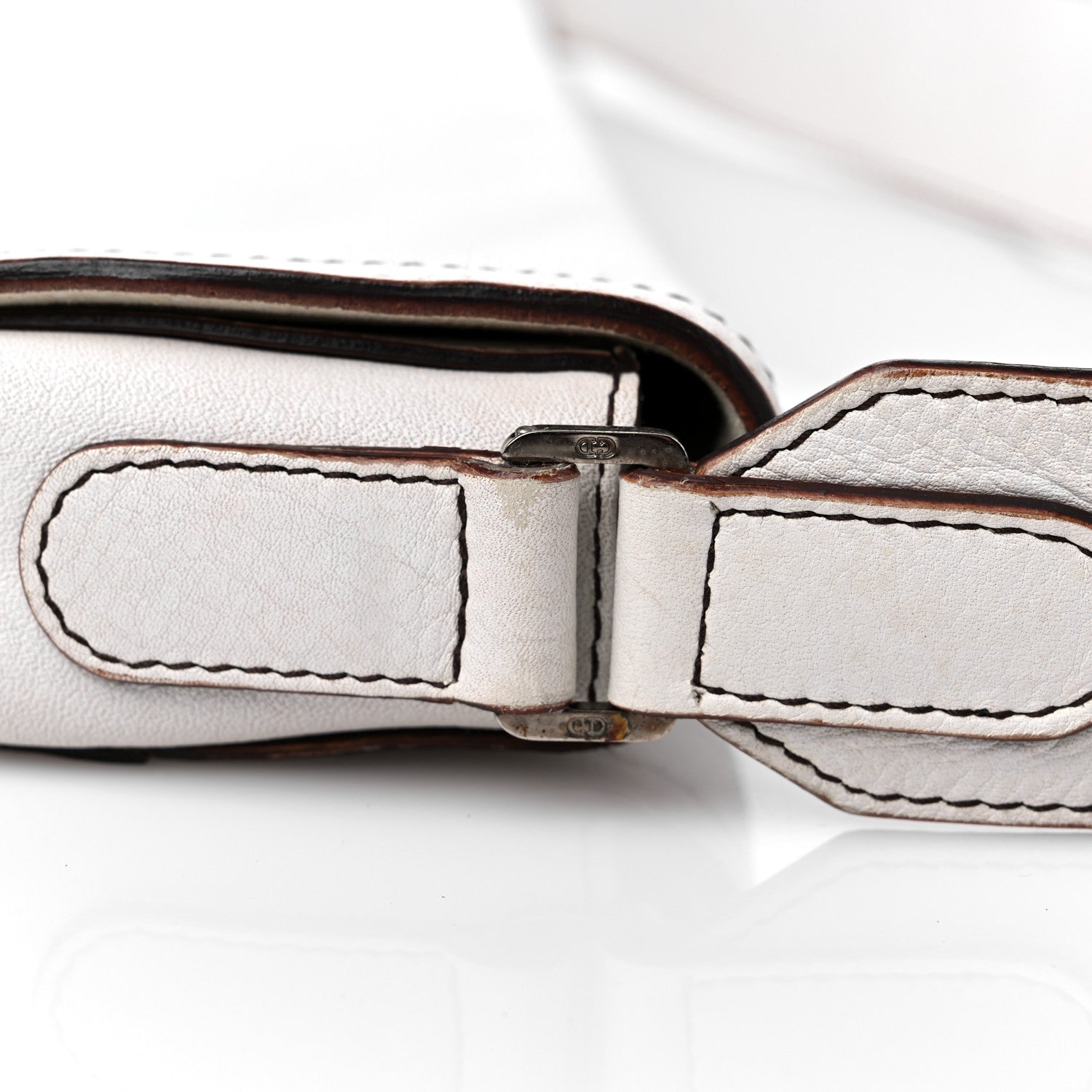 Christian Dior Calfskin Baudrier Saddle Bag White 12 of 16