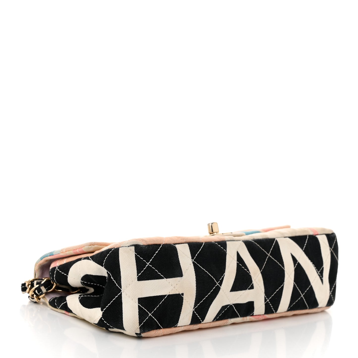 Canvas Small Printed Eiffel Tower Flap Bag Beige Multicolor