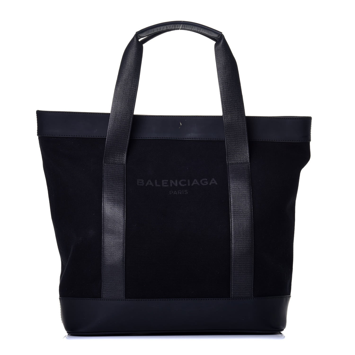 Balenciaga Rubber Calfskin Canvas Navy Tote Black 1 of 9