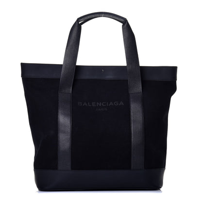 Balenciaga Rubber Calfskin Canvas Navy Tote Black 1 of 9