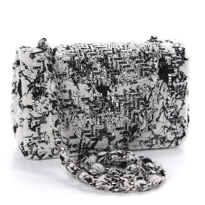 Chanel Tweed Patent Woven Mini Rectangular Flap Ecru Black 3 of 10