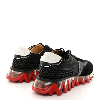 Christian Louboutin Suede Mesh Calfskin Mens Loubishark Sneakers 46 Black White Transparent 4 of 7