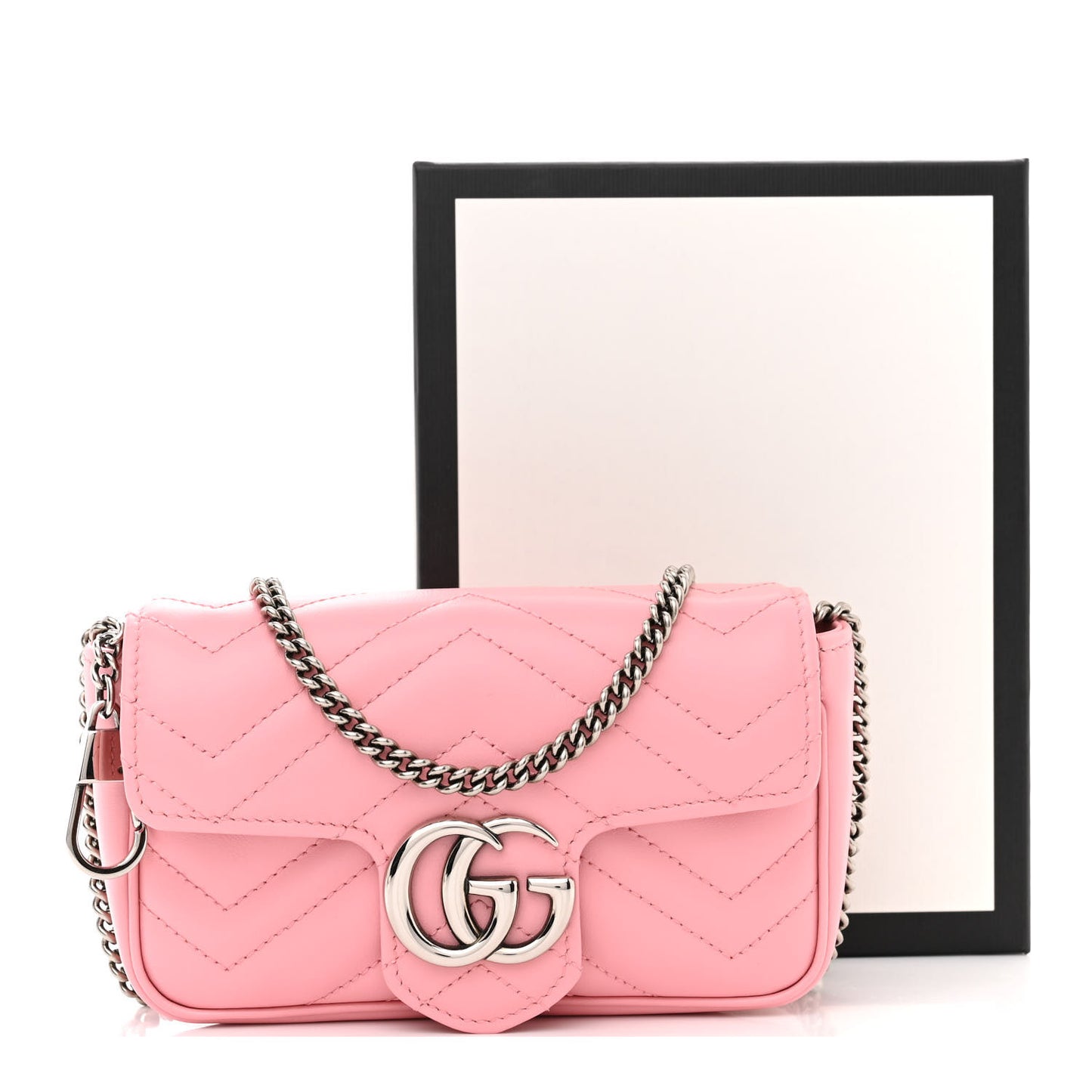 Calfskin Matelasse Super Mini GG Marmont Shoulder Bag Wild Rose