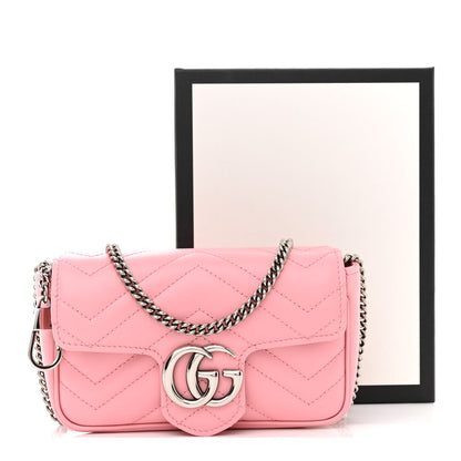 Gucci Calfskin Matelasse Super Mini GG Marmont Shoulder Bag Wild Rose 3 of 11