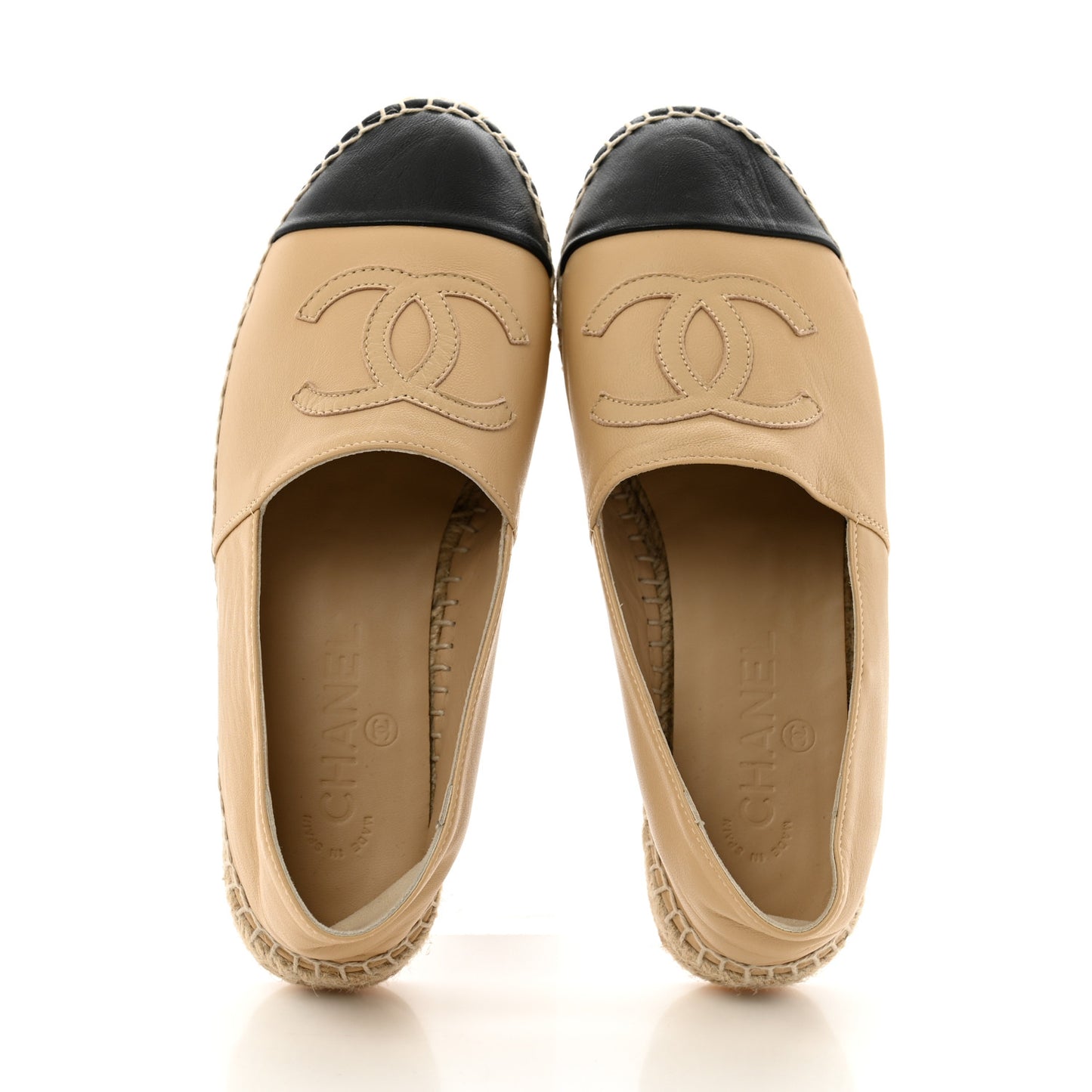Lambskin CC Espadrilles 38 Beige Black