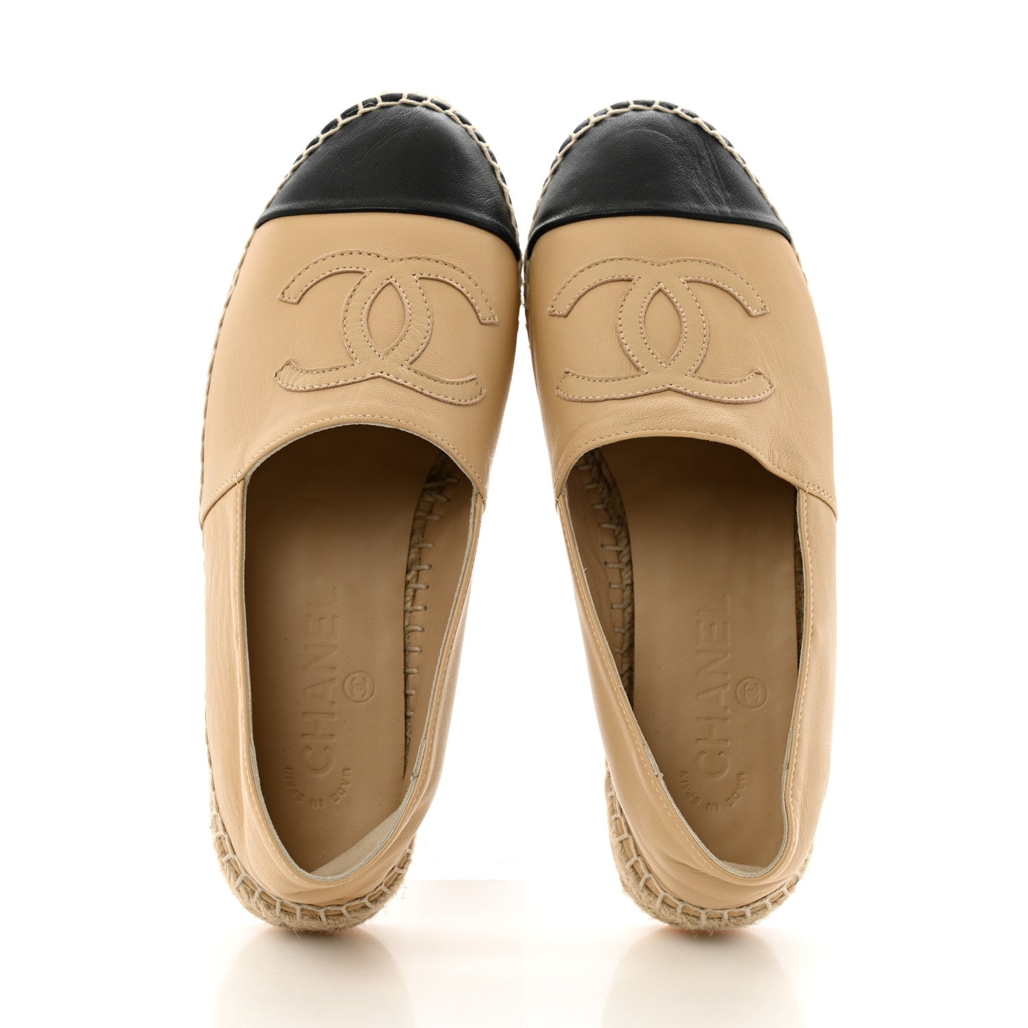 Chanel Lambskin CC Espadrilles 38 Beige Black 2 of 11