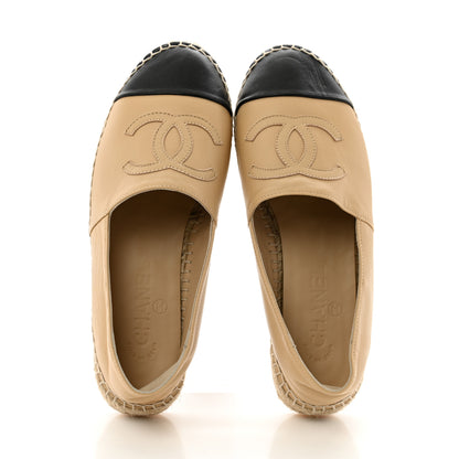 Chanel Lambskin CC Espadrilles 38 Beige Black 2 of 11