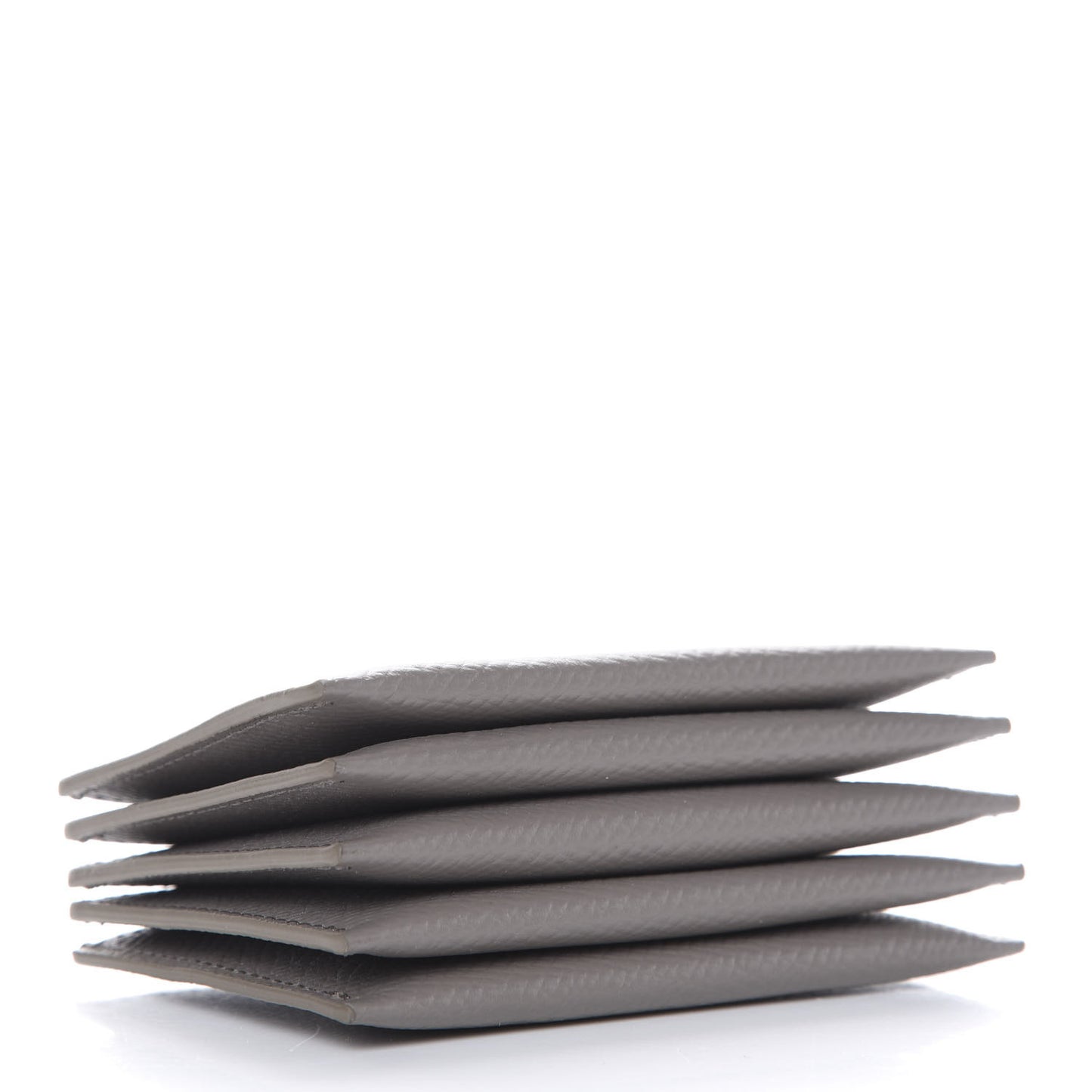 Grained Shiny Calfskin Accordion Card Holder Pebble