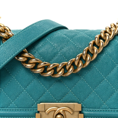 Chanel Caviar Quilted Small Boy Flap Turquoise 8 of 10