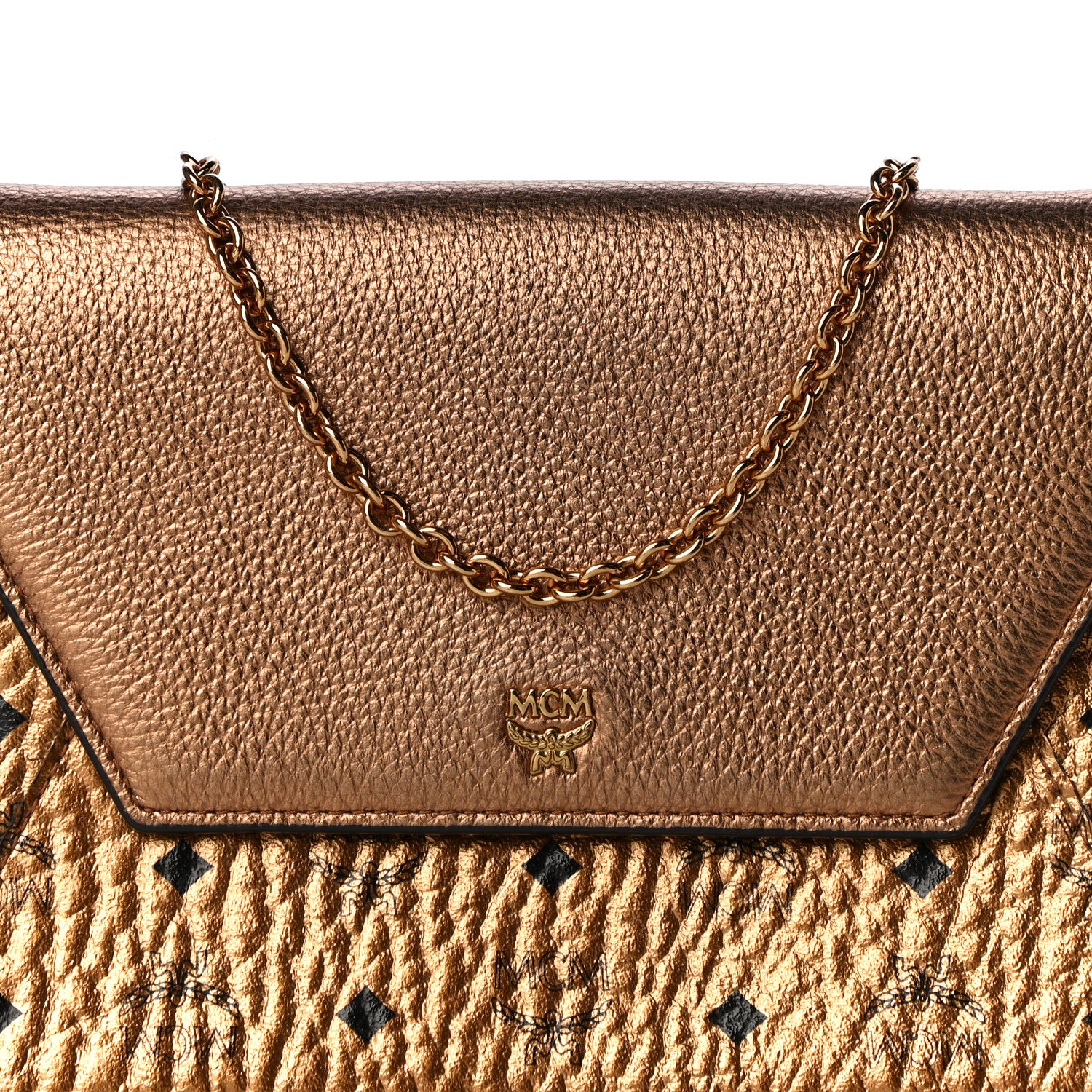 MCM Metallic Visetos Crossbody Gold 8 of 11