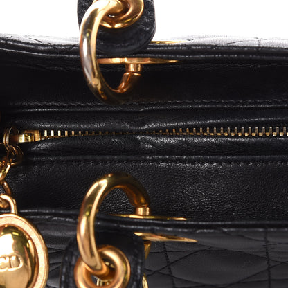 Christian Dior Lambskin Cannage Medium Lady Dior Black 9 of 16