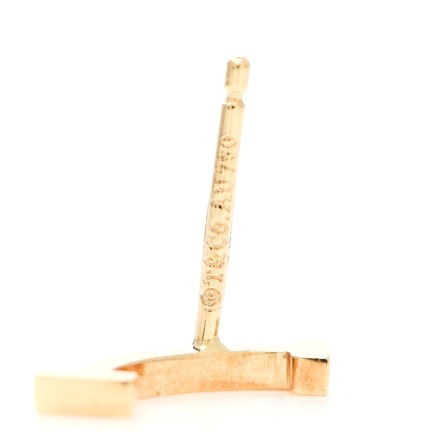 18K Yellow Gold T Smile Stud Earrings