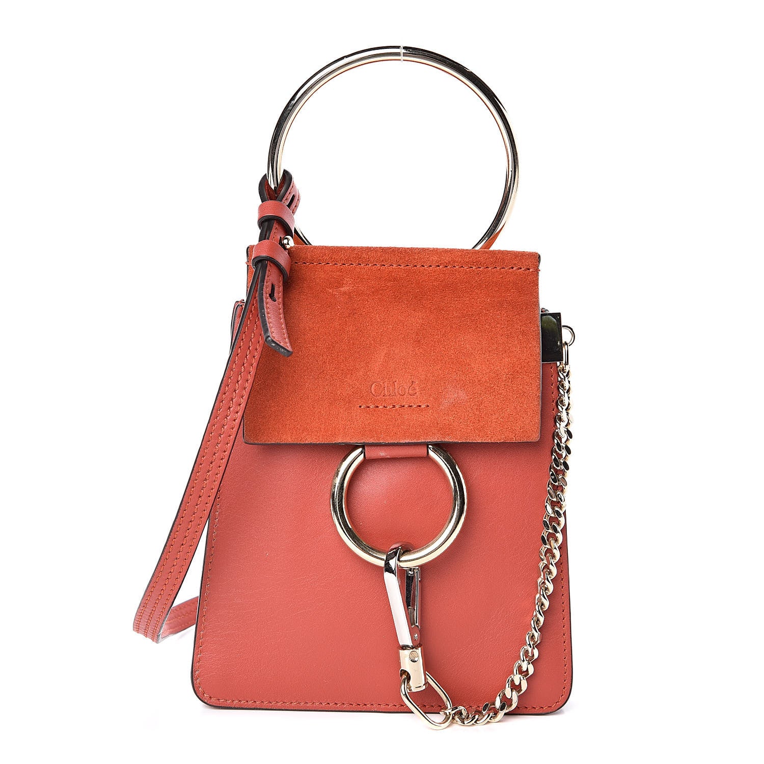 Chloe Suede Calfskin Mini Faye Bracelet Bag Sepia Red 1 of 10