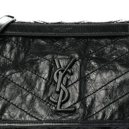 Saint Laurent Crinkled Calfskin Matelasse Monogram Medium Niki Chain Satchel Black 8 of 10