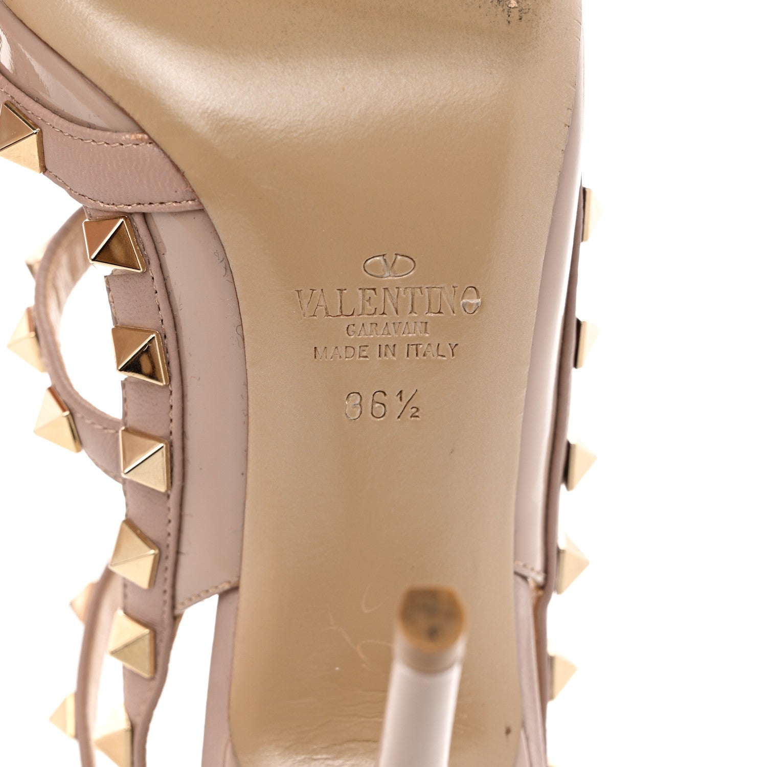 Valentino Garavani Patent Nappa Rockstud Ankle Strap 100mm Pumps 36.5 Poudre 6 of 9