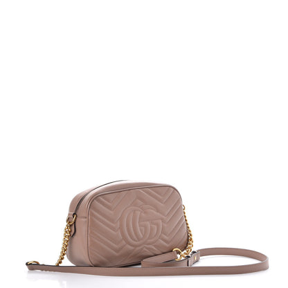 Gucci Calfskin Matelasse Small GG Marmont Chain Shoulder Bag Taupe 3 of 8