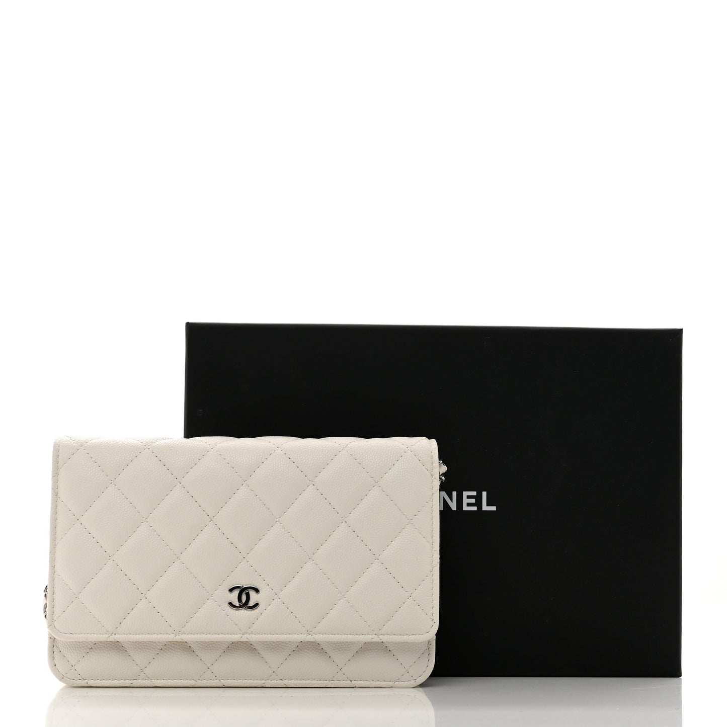 Caviar Quilted Wallet On Chain WOC White