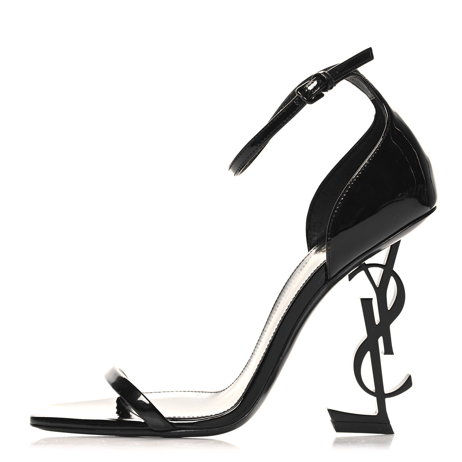 Saint Laurent Patent Calfskin Opyum 110 Sandals 37.5 Black 1 of 9