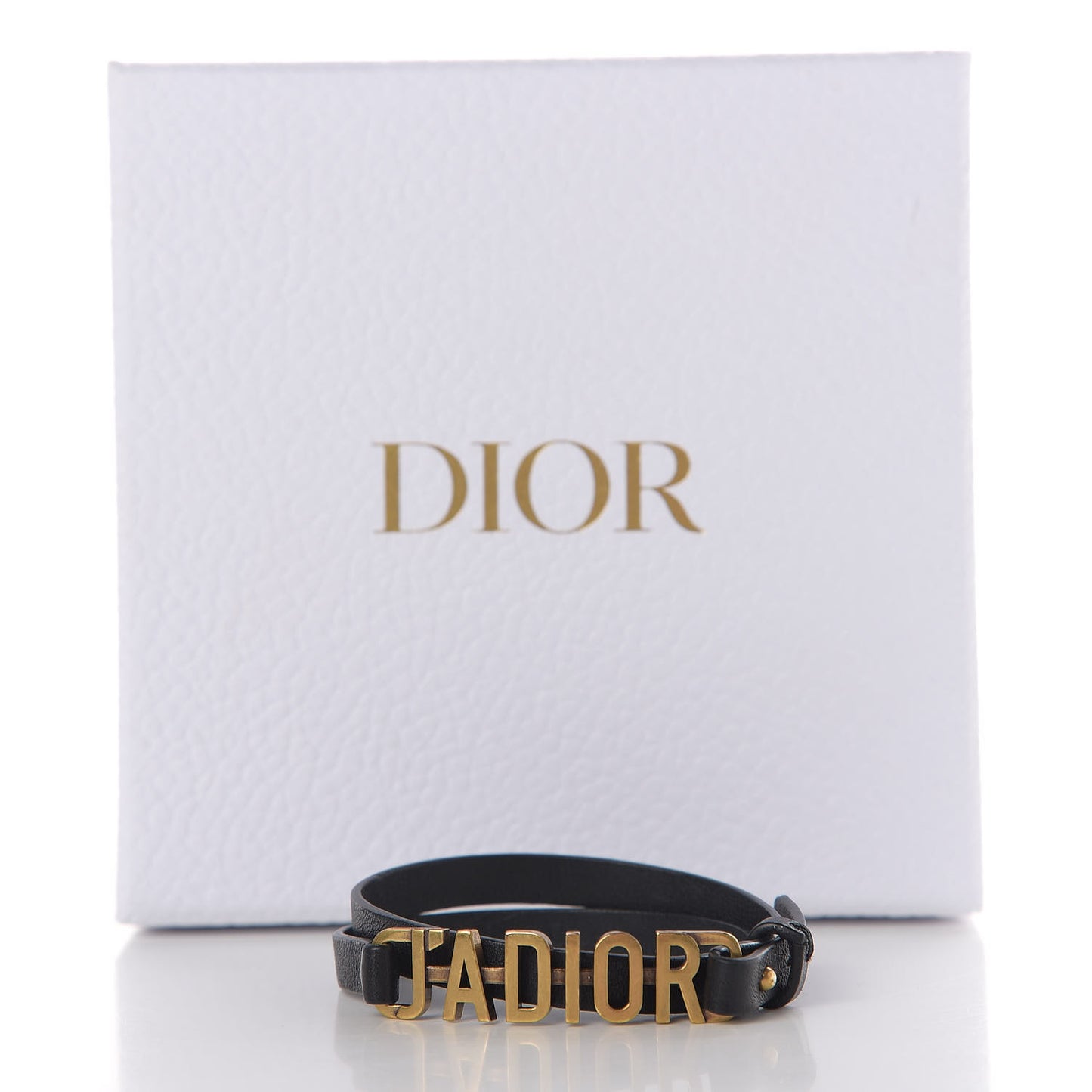 Calfskin J'adior Double Bracelet Black