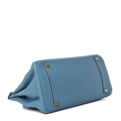 Hermes Taurillon Clemence Birkin 35 Blue Jean 5 of 38