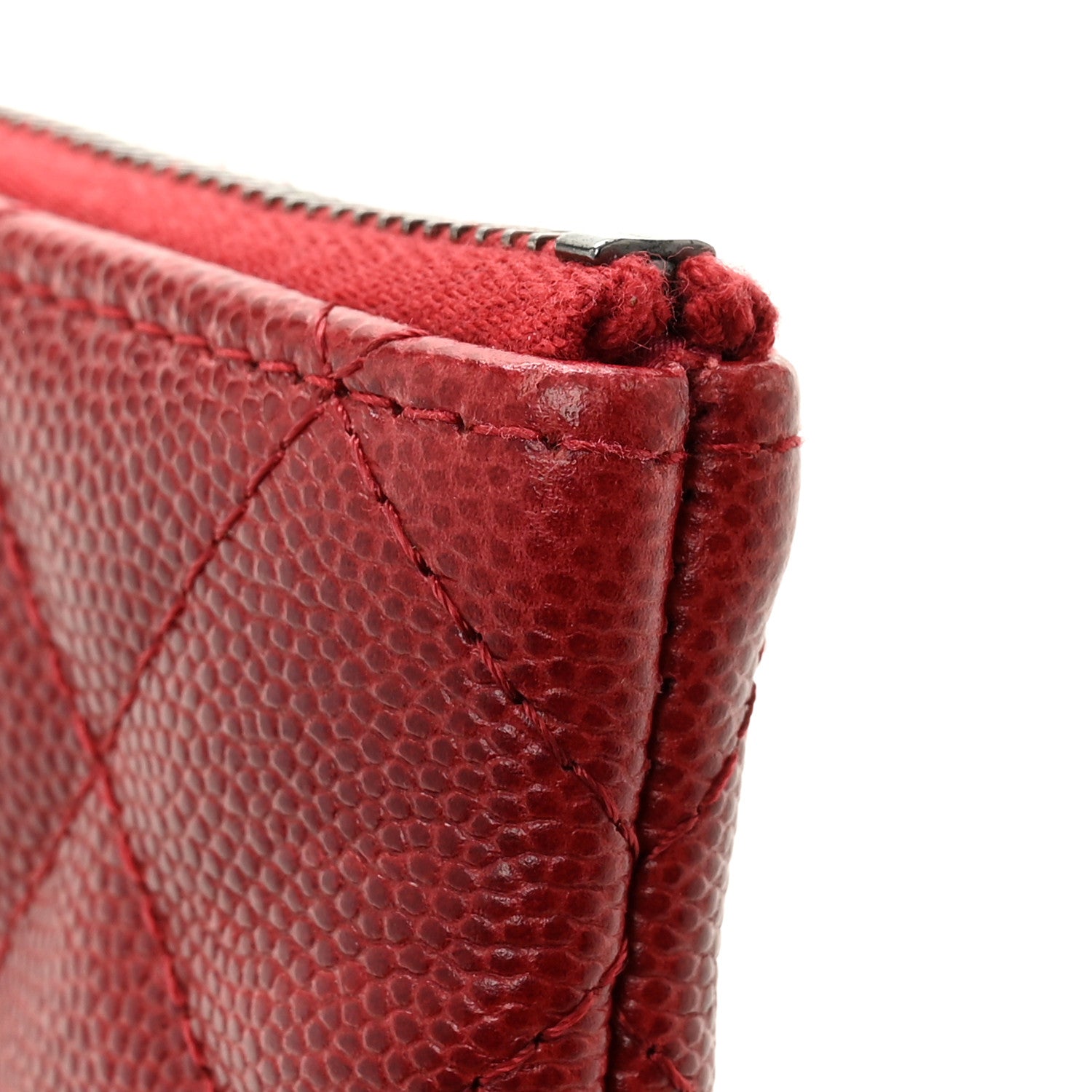 Chanel Caviar Quilted Small Cosmetic Case Dark Red 8 of 10
