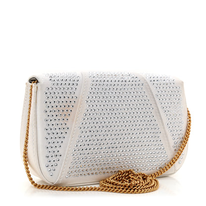 Versace Satin Crystal Virtus Chain Clutch White 3 of 10