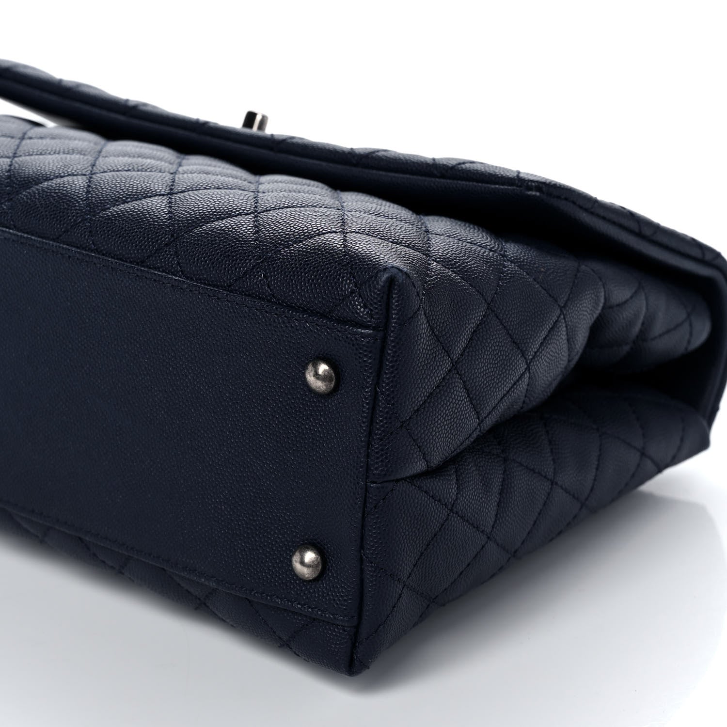 Chanel Caviar Lizard Quilted Medium Coco Handle Flap Navy 10 of 13