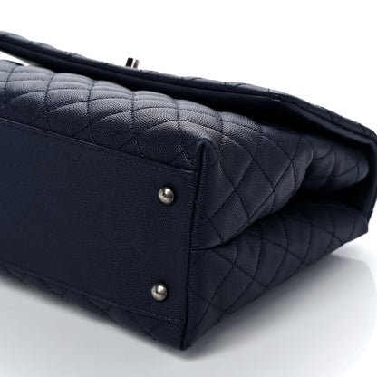 Chanel Caviar Lizard Quilted Medium Coco Handle Flap Navy 10 of 13