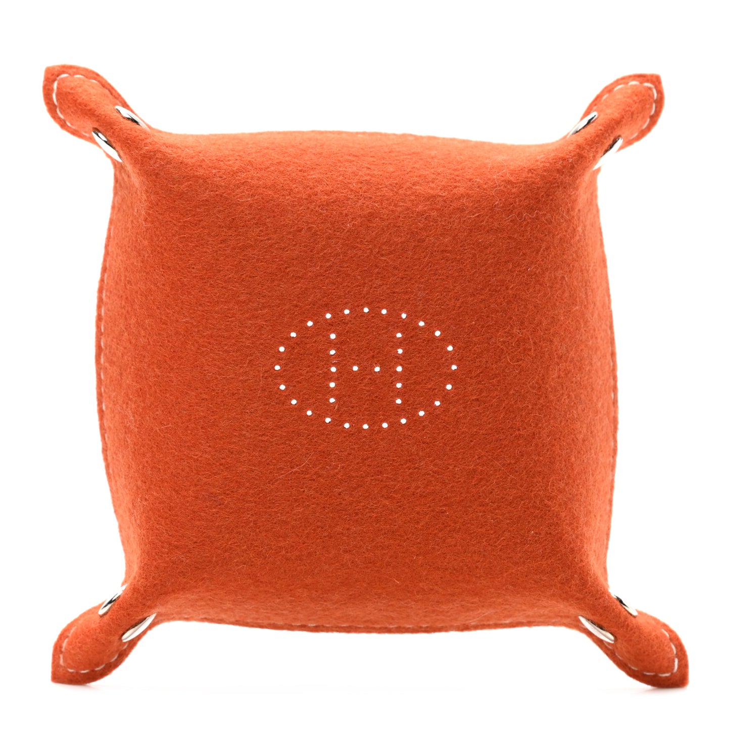 Taurillon Clemence Felt Bridge Mises et Relances Change Tray Orange Rouge H