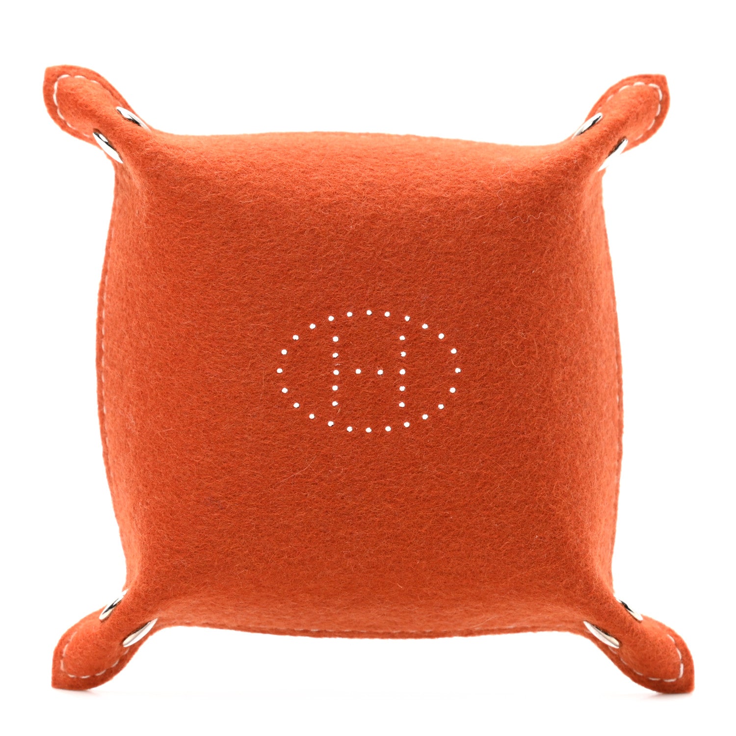Hermes Taurillon Clemence Felt Bridge Mises et Relances Change Tray Orange Rouge H 1 of 5