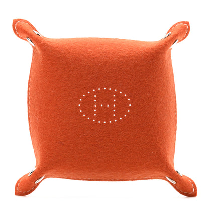 Hermes Taurillon Clemence Felt Bridge Mises et Relances Change Tray Orange Rouge H 1 of 5