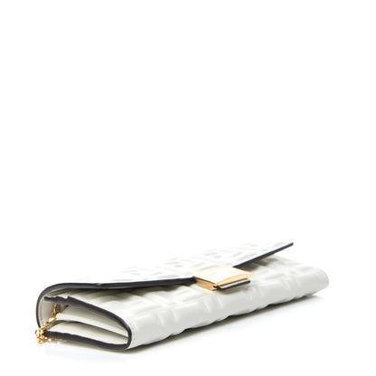 Fendi Nappa Matisse FF Embossed Continental Wallet On Chain White 4 of 11