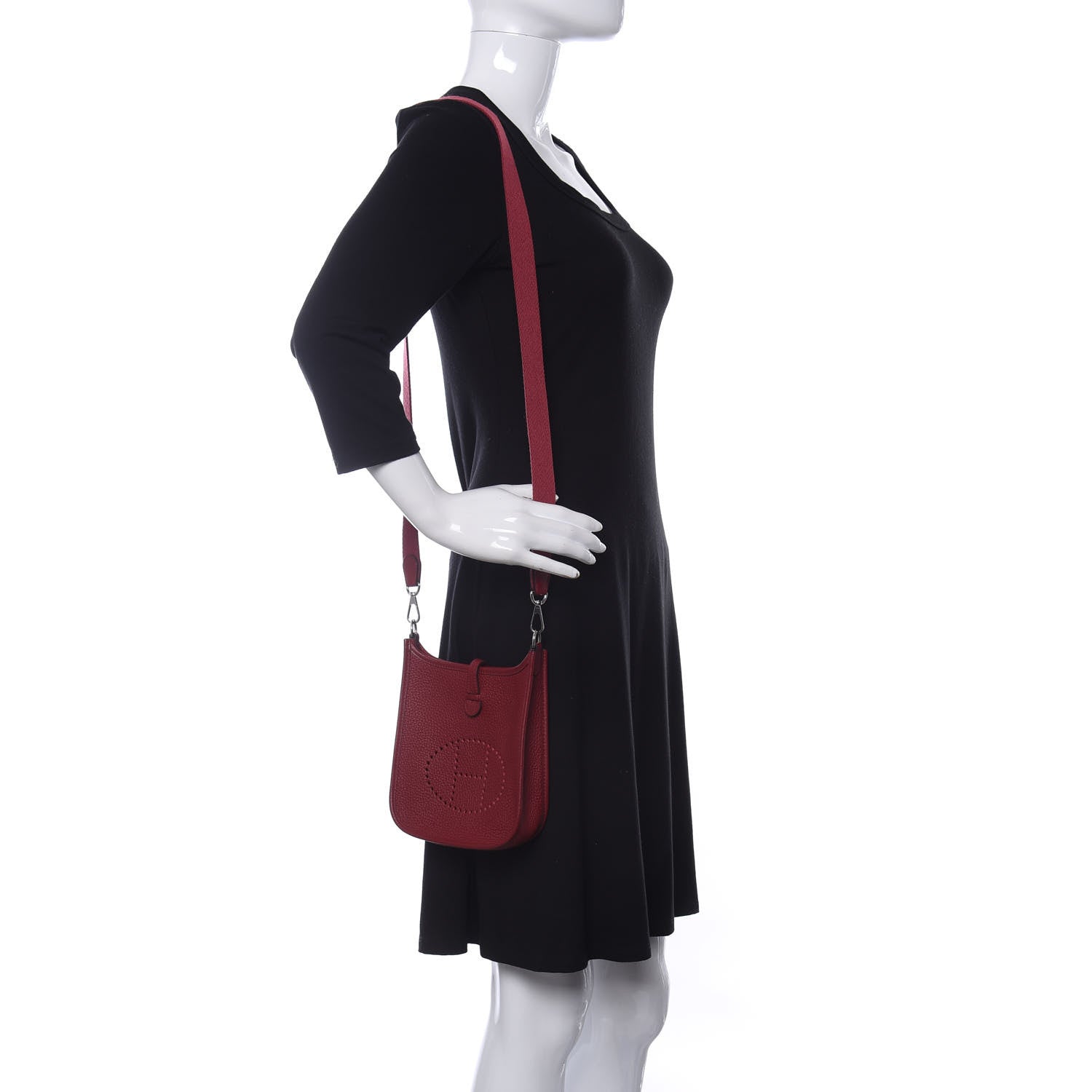 Hermes Taurillon Clemence Evelyne TPM Rouge Grenat 2 of 11