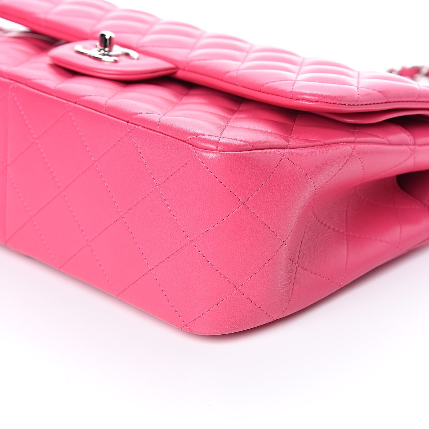 Chanel Lambskin Quilted Jumbo Double Flap Dark Pink 9 of 10