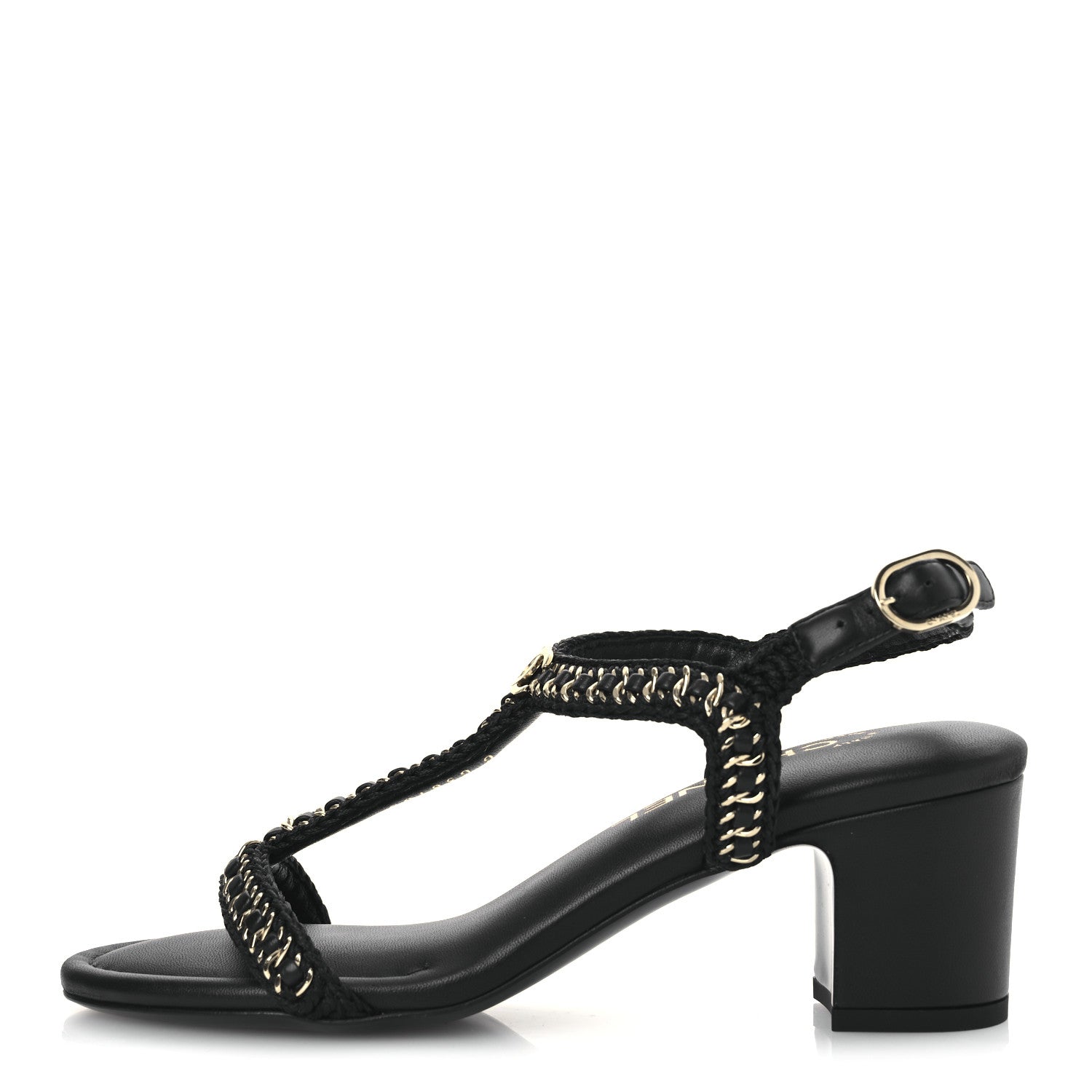 Chanel Lambskin CC Chain Braided Sandals 37 Black 1 of 11