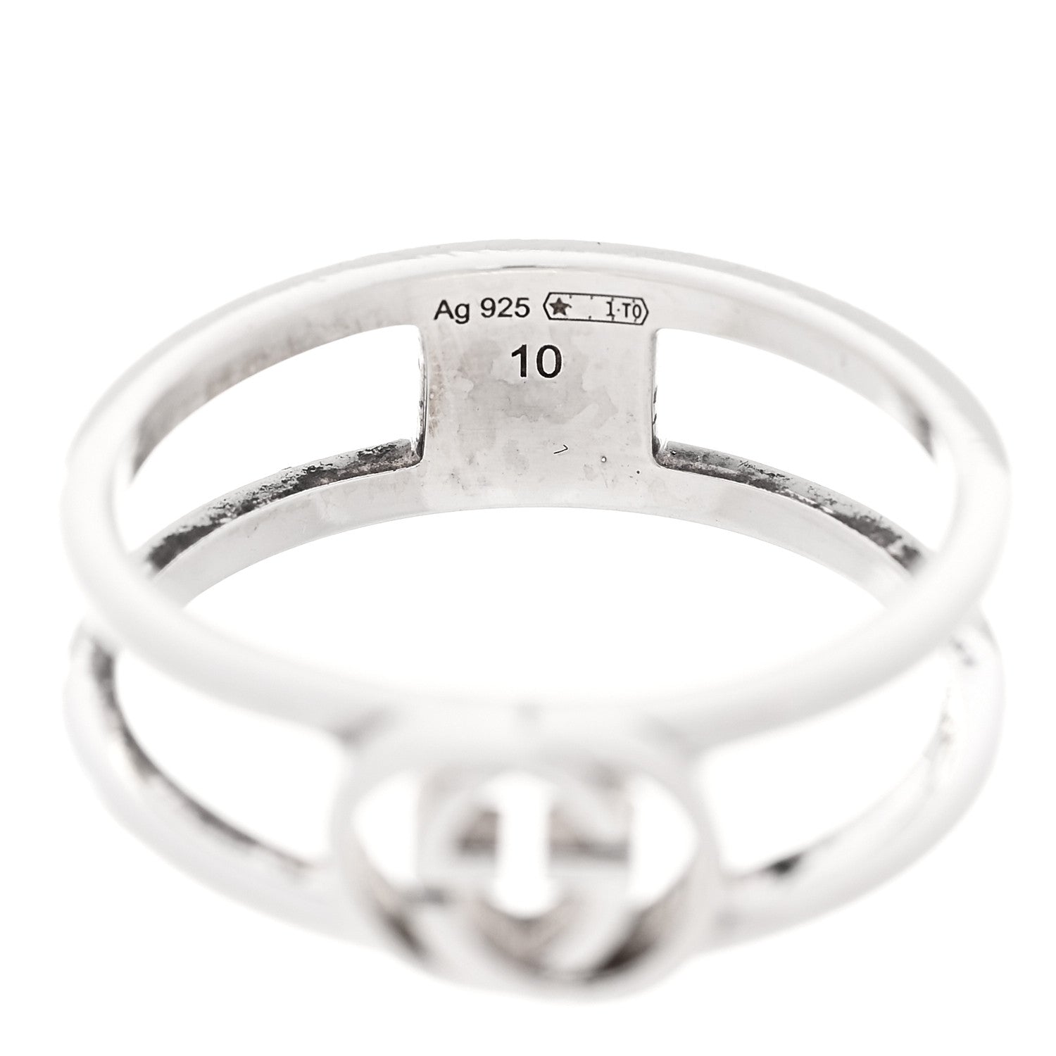 Gucci Sterling Silver 6mm Interlocking G Open Band Ring 50 5.25 4 of 5