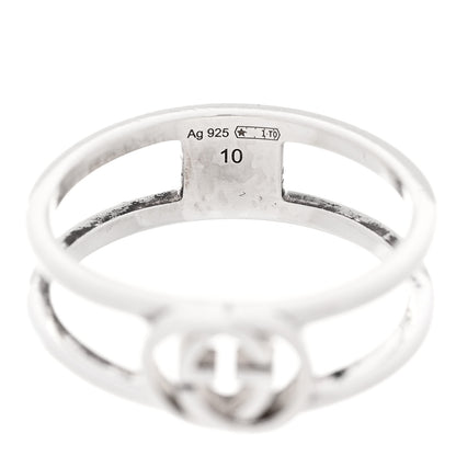 Gucci Sterling Silver 6mm Interlocking G Open Band Ring 50 5.25 4 of 5