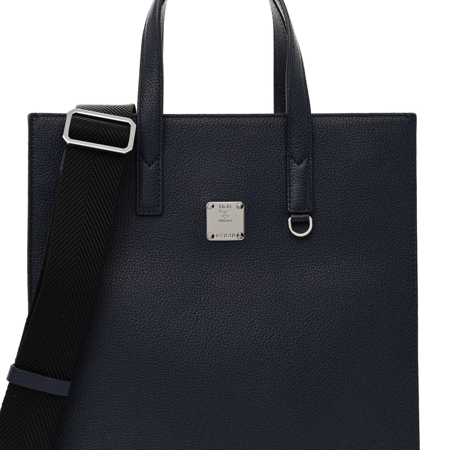 MCM Grained Calfskin Camouflage Small Aren Tote Navy 7 of 9