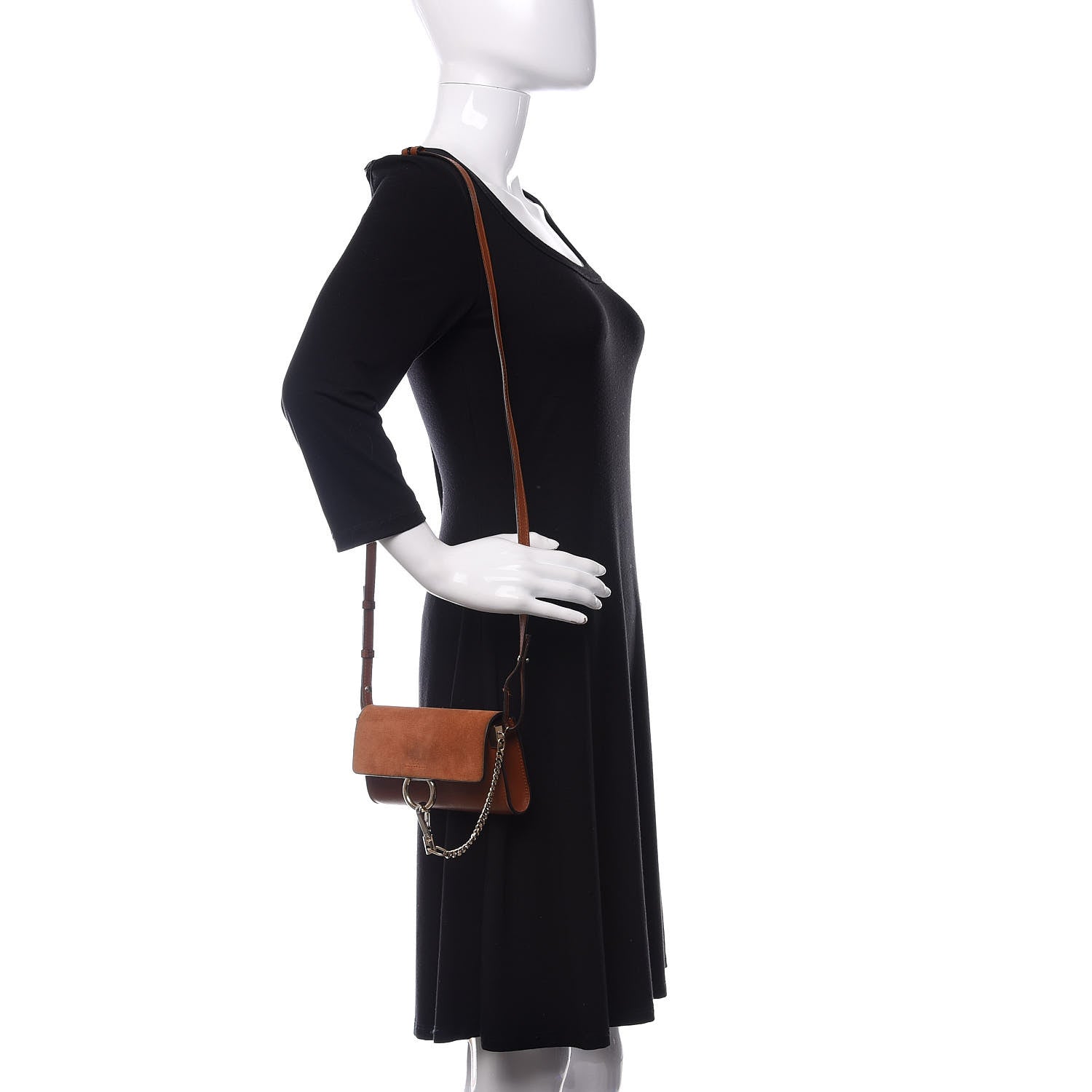 Chloe Suede Calfskin Mini Faye Shoulder Bag Tobacco 2 of 12