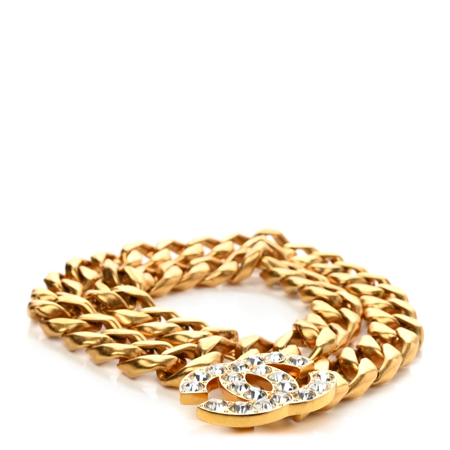 Crystal CC Chain Link Belt Gold