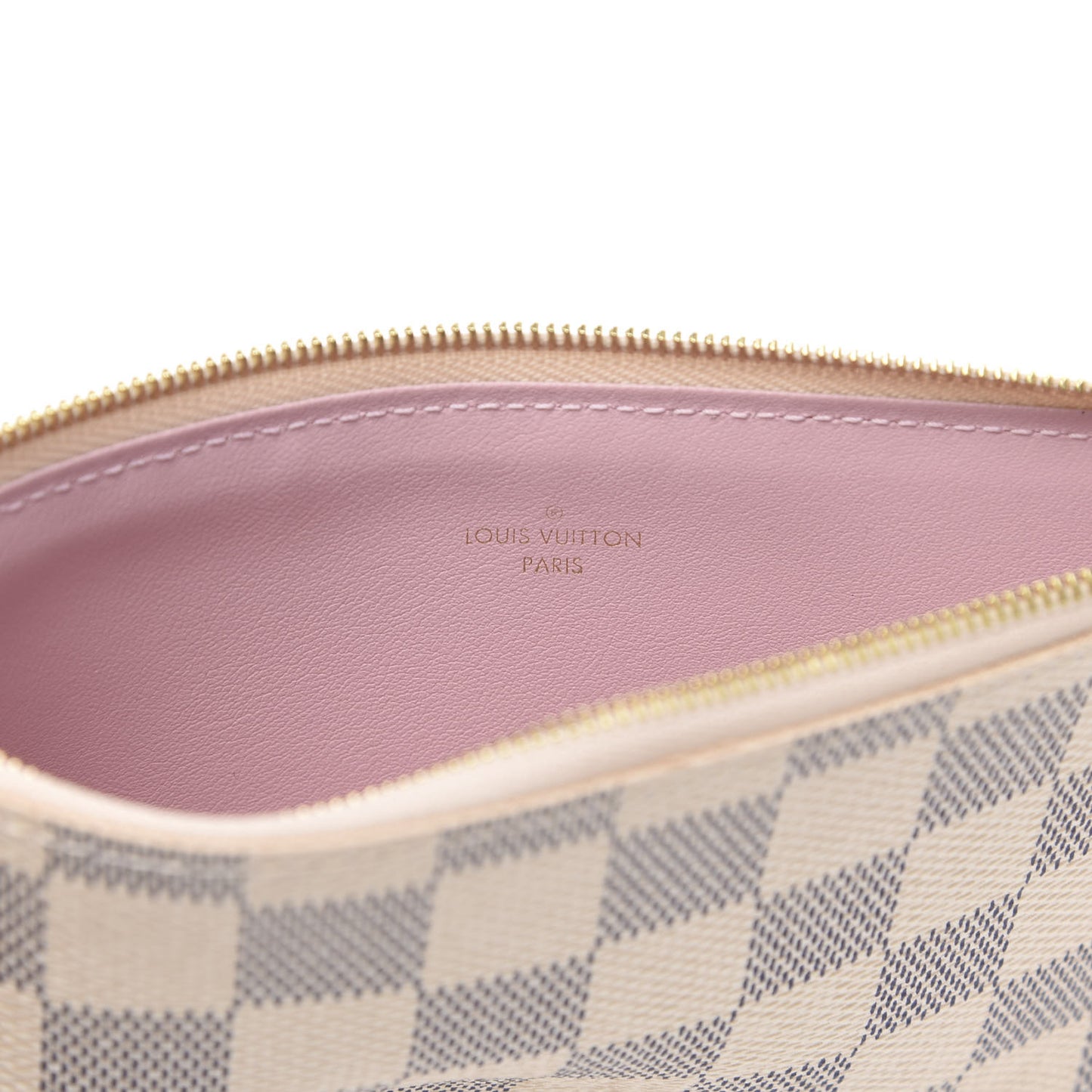 Damier Azur Felicie Chain Wallet Zippered Insert Rose Ballerine