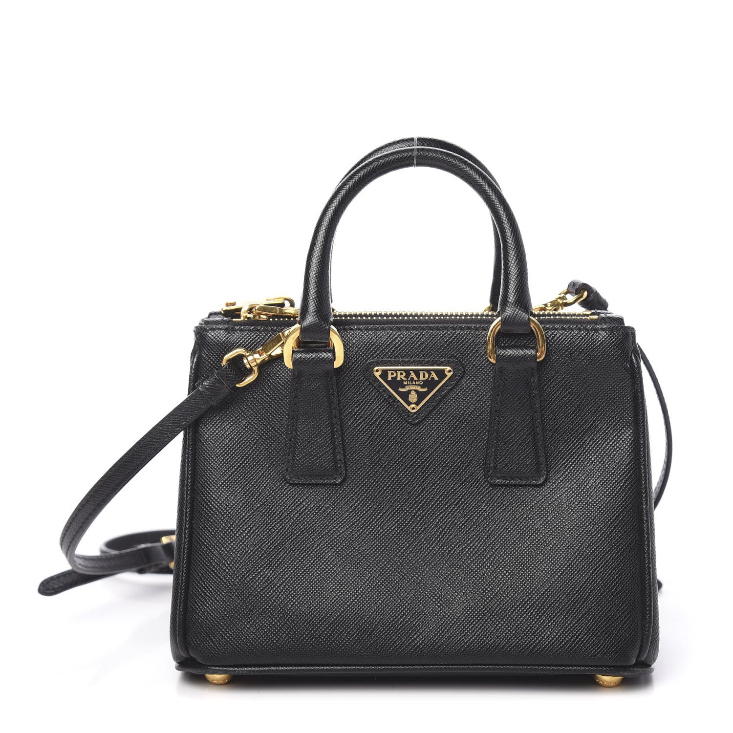 Prada Saffiano Lux Micro Galleria Double Zip Tote Black 1 of 10