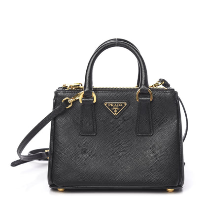 Prada Saffiano Lux Micro Galleria Double Zip Tote Black 1 of 10