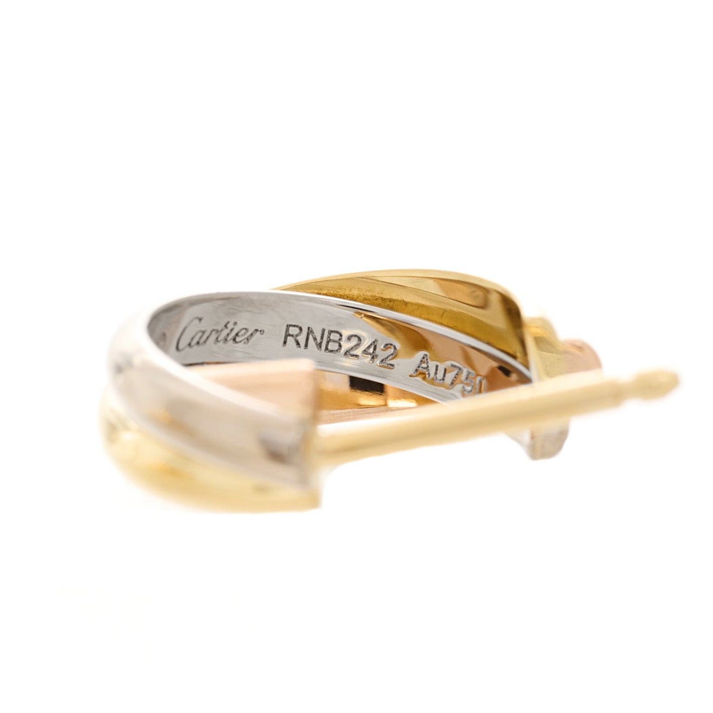 Cartier 18K Pink Yellow White Gold Small Trinity Hoop Earrings 5 of 6