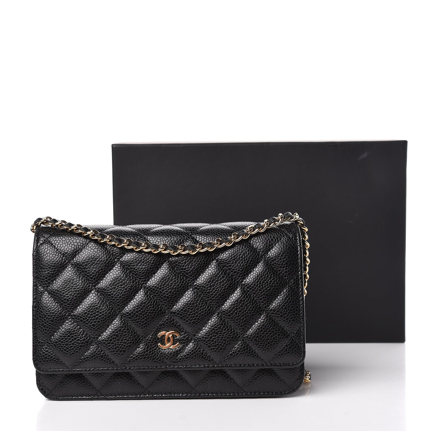 Caviar Quilted Wallet On Chain WOC Black