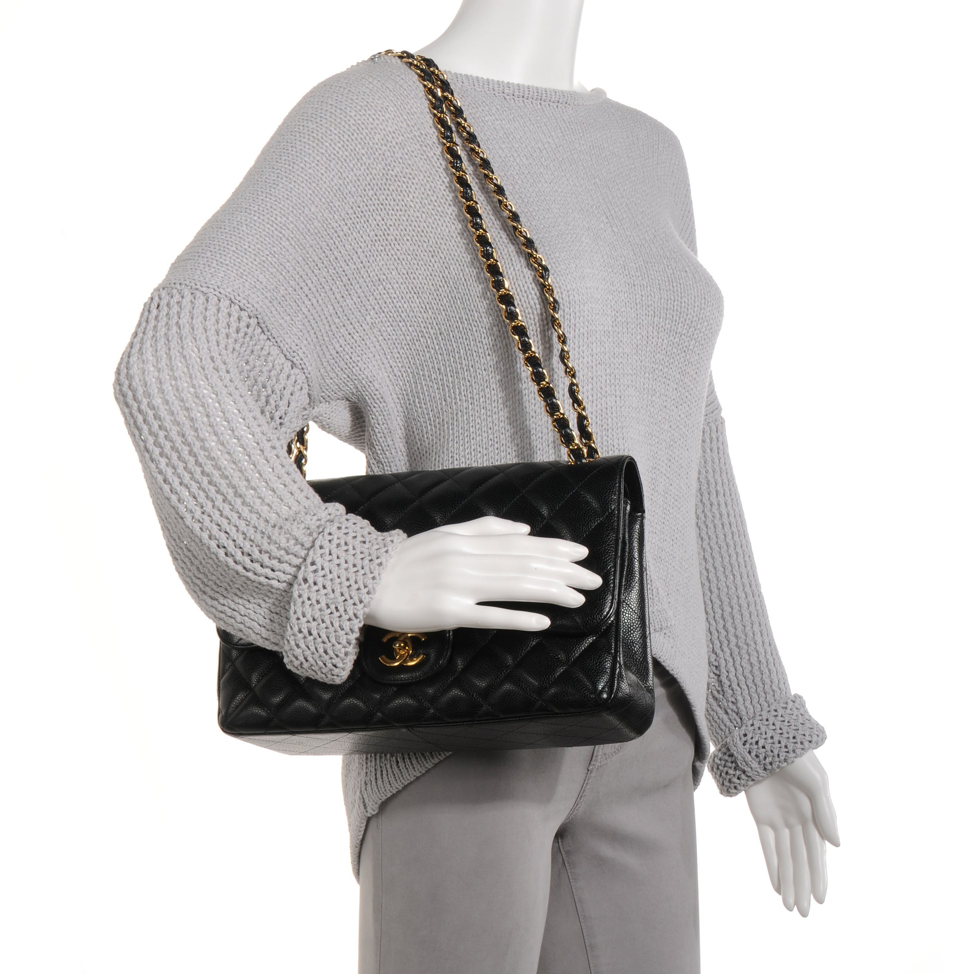 Chanel Caviar Quilted Jumbo Double Flap Black 2 of 9